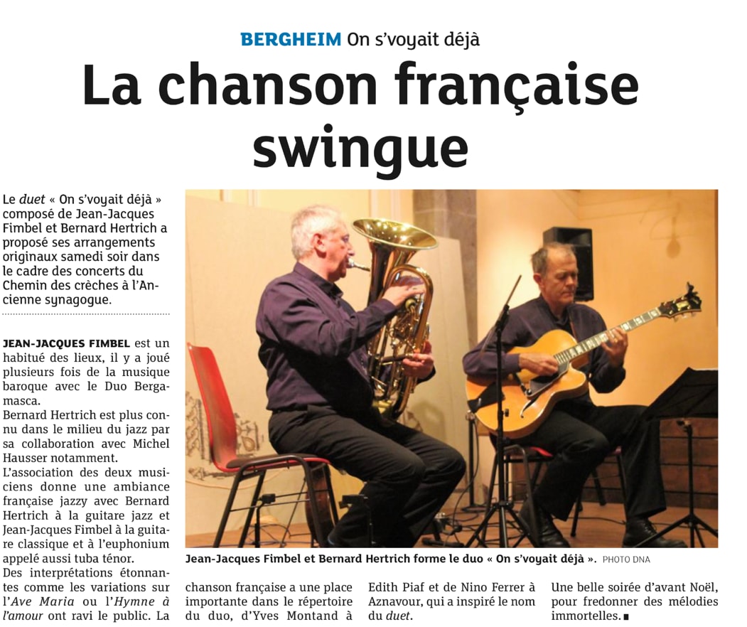 Article de presse : La chanson française swingue, DNA